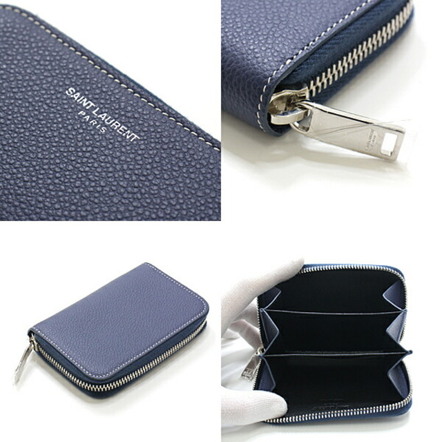 SAINT LAURENT サンローラン コインカードケース 504778 ブルー 未使用