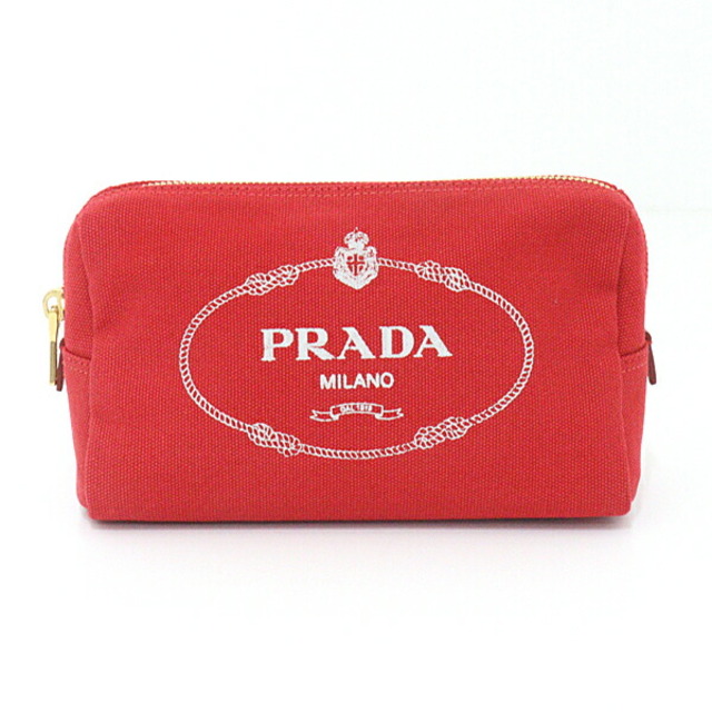 プラダ PRADA カナパ ロゴ ファブリック ポーチ レッド CANAPA LOGO