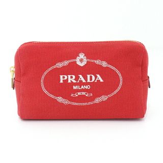 PRADA - プラダ PRADA カナパ ロゴ ファブリック ポーチ レッド CANAPA ...