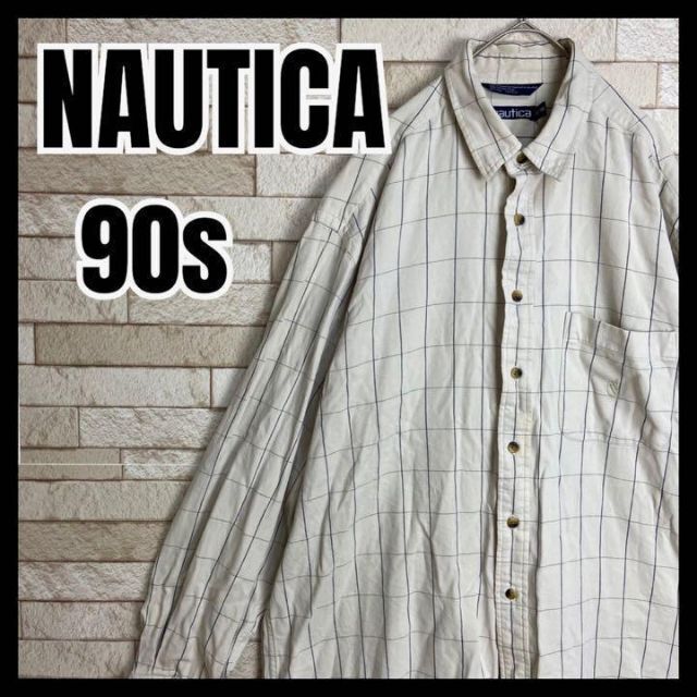 NAUTICA(ノーティカ)の90s NAUTICA 長袖 shirt 厚手 小文字タグ チェック ボーダー メンズのトップス(シャツ)の商品写真