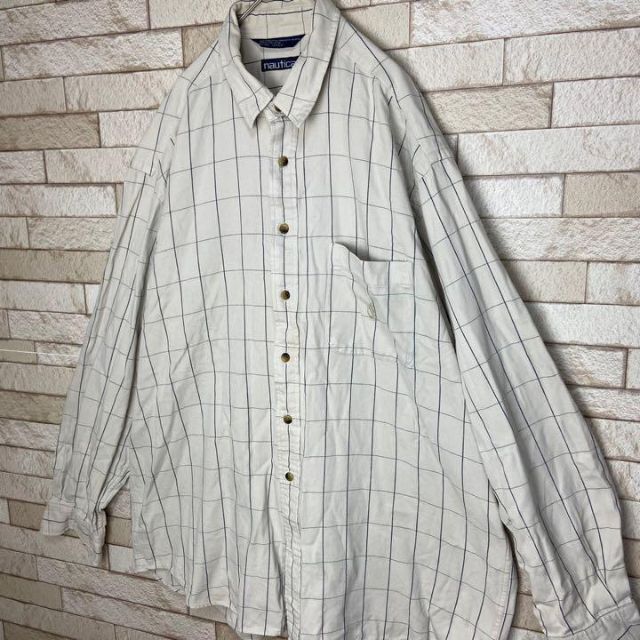 NAUTICA(ノーティカ)の90s NAUTICA 長袖 shirt 厚手 小文字タグ チェック ボーダー メンズのトップス(シャツ)の商品写真