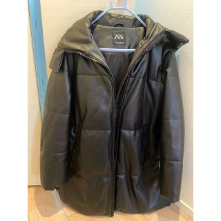 新品 ZARA レザー パフ ジャケット ブルゾン ダウン