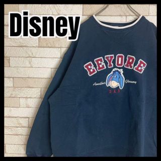 ディズニー(Disney)のDisney EEYORE スウェット 刺繍 リブライン キャラクター 古着(スウェット)