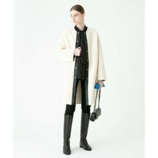 ◇ allureville ノーカラーエアリーコート ブラック