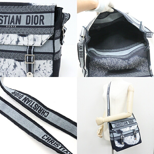 Dior(ディオール)のディオール DIOR ディオールキャンプ DIORCAMP メッセンジャーバッグ ネイビーブルー系/ホワイト クロスボディバッグ エンブロイダリー 刺繍 CHRISTIAN DIOR 【中古】 レディースのバッグ(メッセンジャーバッグ)の商品写真