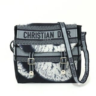 ディオール(Dior)のディオール DIOR ディオールキャンプ DIORCAMP メッセンジャーバッグ ネイビーブルー系/ホワイト クロスボディバッグ エンブロイダリー 刺繍 CHRISTIAN DIOR 【中古】(メッセンジャーバッグ)