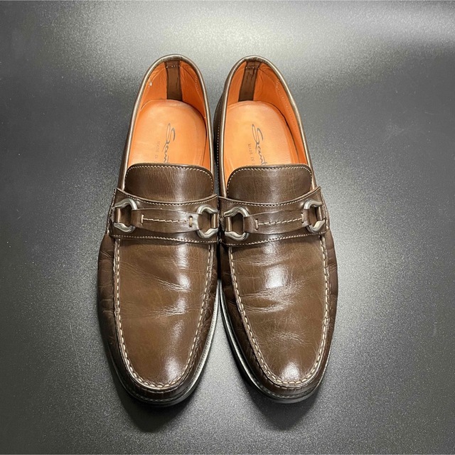 未使用 Santoni サントーニ ビットローファー ブルー 靴袋付き サイズ7