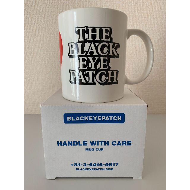 新品 BLACK EYE PATCH WHITE MUG CUP マグカップ