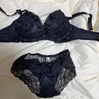 フランデランジェリー(fran de lingerie)の黒　F65 レース　ブラショーツセット(ブラ&ショーツセット)