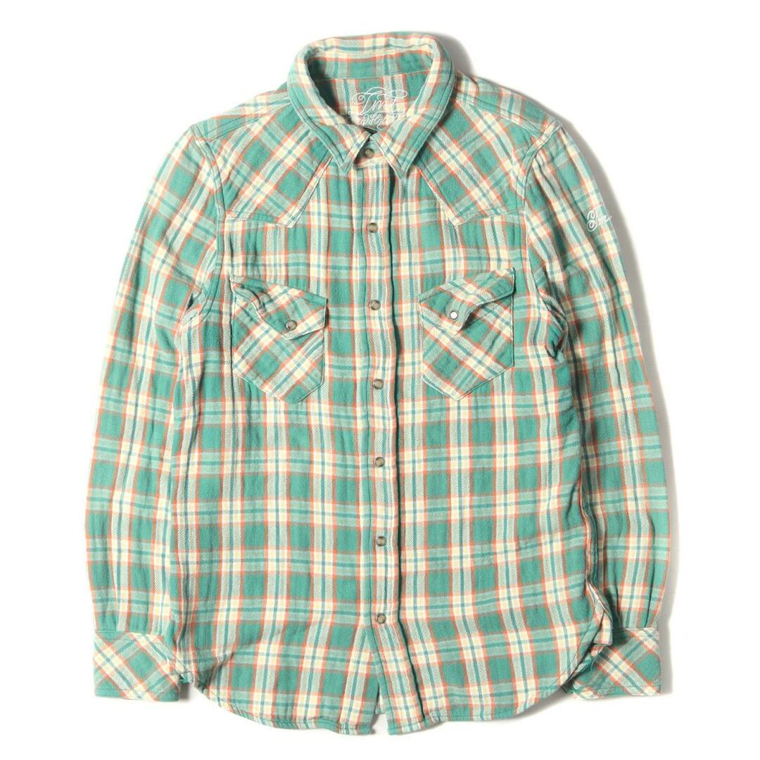 TMT ティーエムティー シャツ ARCDEUX別注 ダブル ガーゼ ウエスタン チェックシャツ W-GAZE CHECK SHIRTS グリーン  オレンジ M トップス ブランド 【メンズ】【中古】【R031】 | フリマアプリ ラクマ