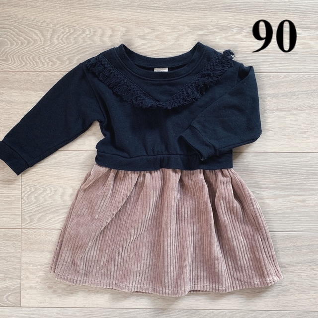 裏起毛 ドッキングワンピース　90 キッズ/ベビー/マタニティのキッズ服女の子用(90cm~)(ワンピース)の商品写真