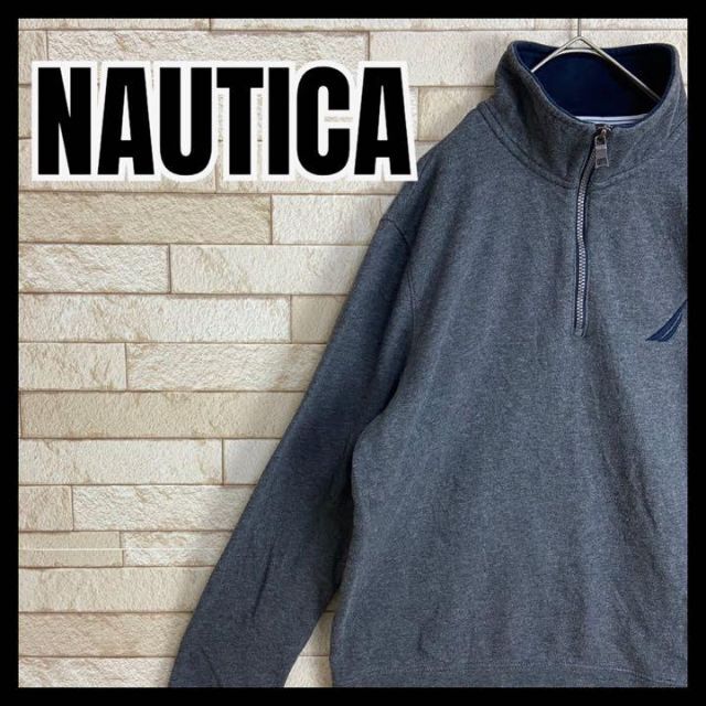 NAUTICA(ノーティカ)のNAUTICA ハーフジップ スウェット 刺繍 ロゴ ストリート シンプル 古着 メンズのトップス(ニット/セーター)の商品写真