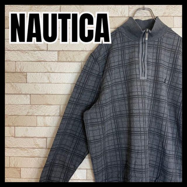 NAUTICA(ノーティカ)のNAUTICA ハーフジップ スウェット 刺繍 ワンポイント チェック 太アーム メンズのトップス(スウェット)の商品写真