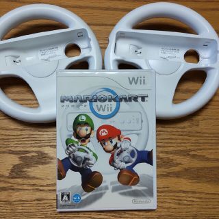 ウィー(Wii)のマリオカート　wii　ハンドルセット(家庭用ゲームソフト)