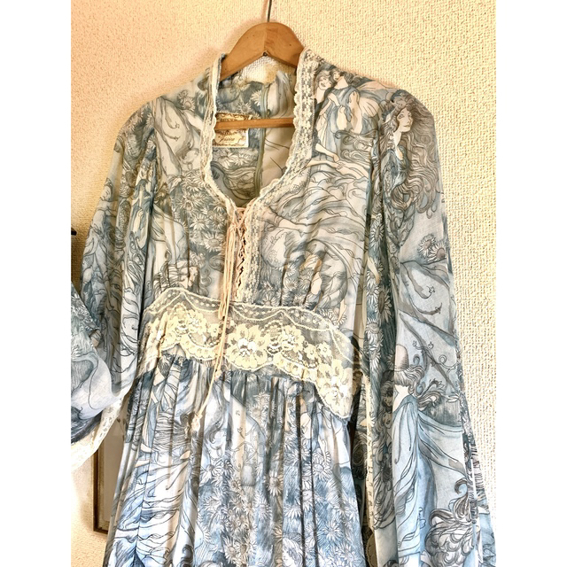 70's GUNNE SAX 天使柄ワンピースドレス