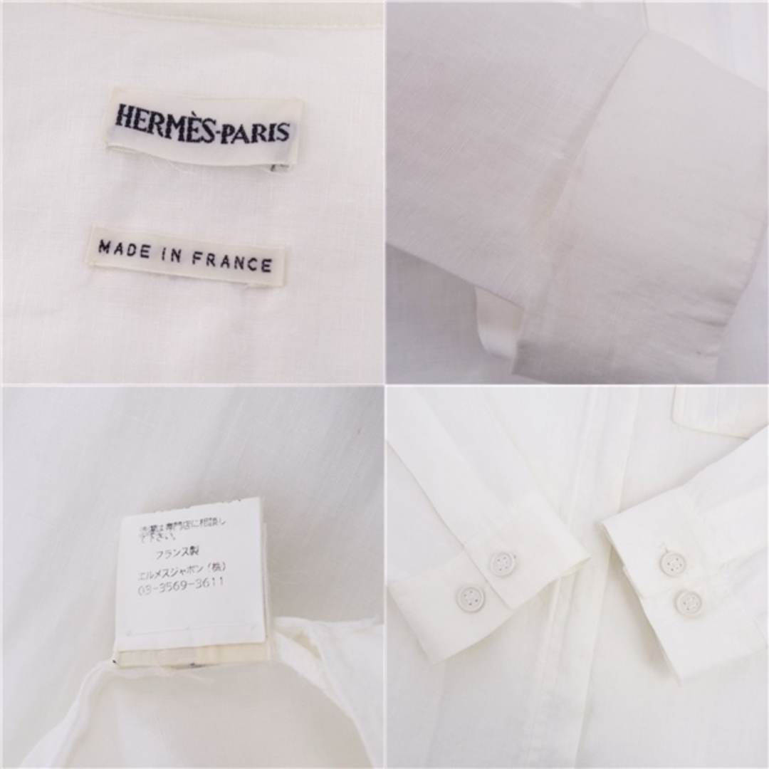 Hermes(エルメス)の美品 エルメス HERMES セットアップ マルジェラ期 パンツスーツ リネン ジャケット パンツ レディース フランス製 34(S相当) ホワイト レディースのフォーマル/ドレス(スーツ)の商品写真
