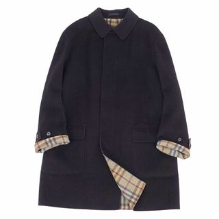 バーバリー(BURBERRY)の美品 バーバリー ロンドン BURBERRY LONDON コート ウール カシミヤ ステンカラーコート バルマカーンコート メンズ アウター LL ブラック(ステンカラーコート)