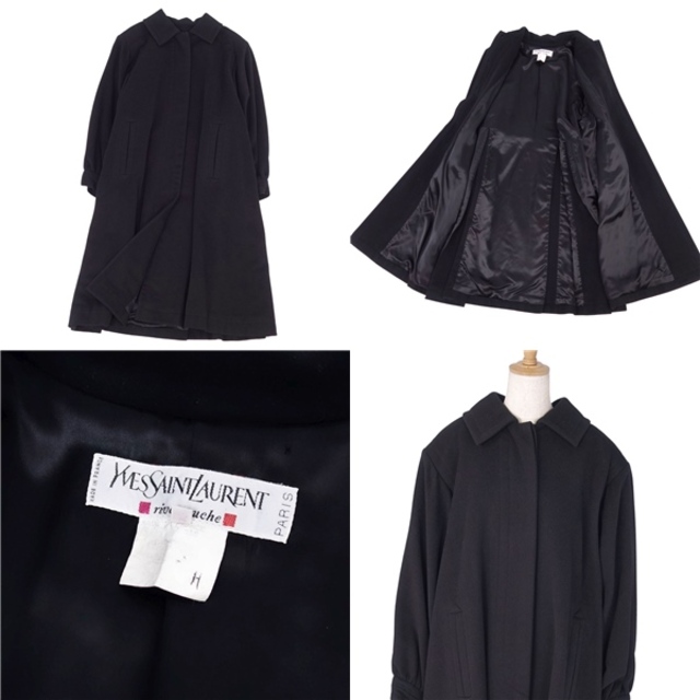 Saint Laurent(サンローラン)の美品 Vintage イヴサンローラン Yves Saint Laurent コート カシミヤ ウール ロングコート フランス製 レディース アウター 38(M相当) ブラック レディースのジャケット/アウター(その他)の商品写真