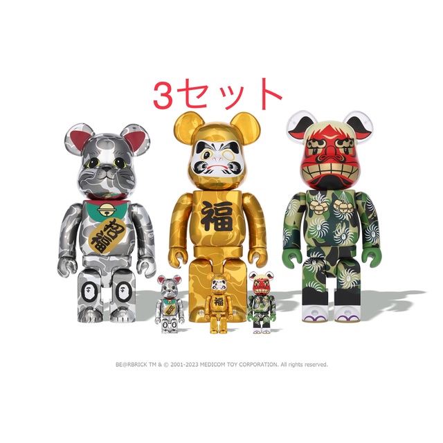 BE@RBRICK BAPE 招き猫 銀メッキ 達磨 金メッキ 獅子舞 3セット