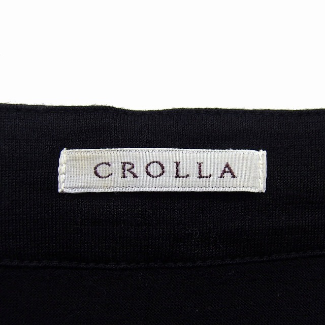 CROLLA(クローラ)のクローラ  チュニック カットソー ボートネック ウール タック 無地 長袖 黒 レディースのトップス(チュニック)の商品写真