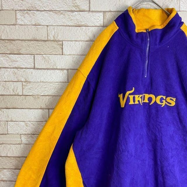 NFL Vikings ハーフジップ フリース ボア 刺繍 レア ストリート