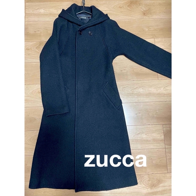 ズッカ zucca フード ベージュ ナイロンリップ ロングコート モッズコート