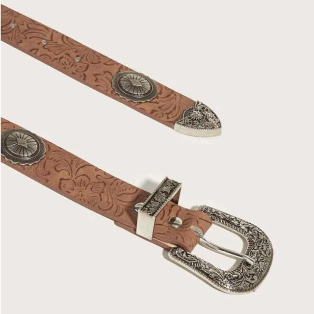 ベルト PUバックルベルト 花柄 western belt flower  レディースのファッション小物(ベルト)の商品写真