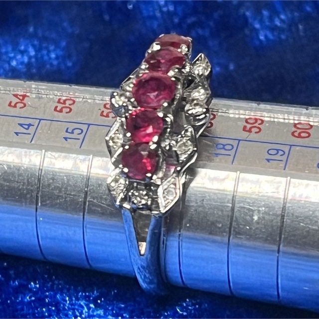 良品/天然ルビー&天然ダイヤモンドリング/13K/17号 レディースのアクセサリー(リング(指輪))の商品写真