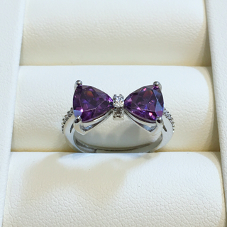 おしゃれリング　紫　リボン指輪 韓国アクセサリー(リング(指輪))