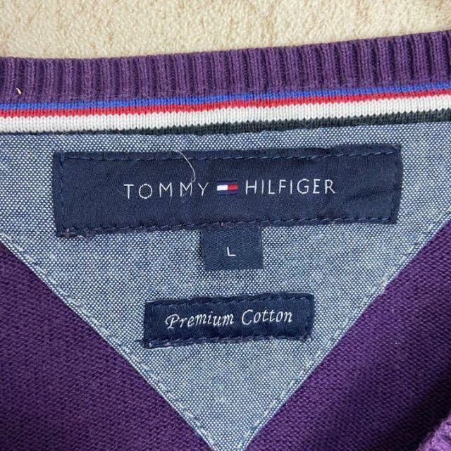 TOMMY HILFIGER(トミーヒルフィガー)のTOMMY HILFIGER プレミアム コットン ニット セーター 刺繍 冬 メンズのトップス(ニット/セーター)の商品写真