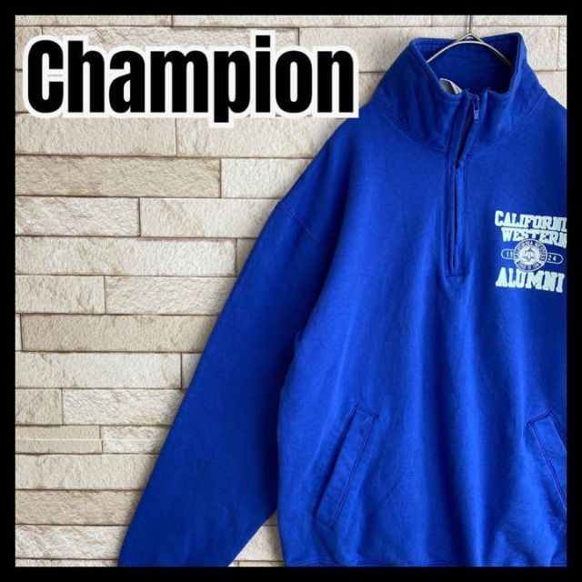 Champion(チャンピオン)のChampion ハーフジップ スウェット カレッジ 大学 ワンポイント 冬 メンズのトップス(スウェット)の商品写真