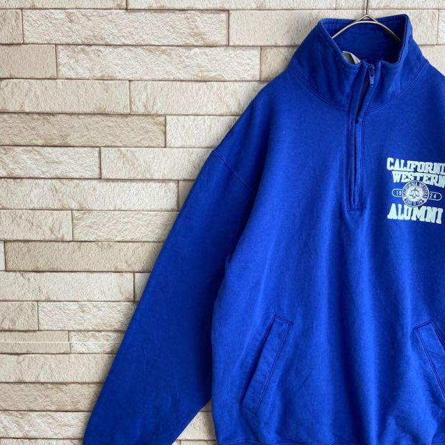 Champion(チャンピオン)のChampion ハーフジップ スウェット カレッジ 大学 ワンポイント 冬 メンズのトップス(スウェット)の商品写真