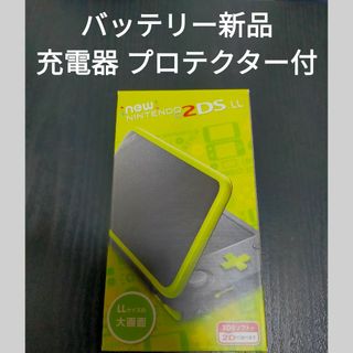 ニンテンドー3DS(ニンテンドー3DS)のNew2DSLL 本体 ブラック×ライム 【バッテリー新品】【動作保証美品】(携帯用ゲーム機本体)