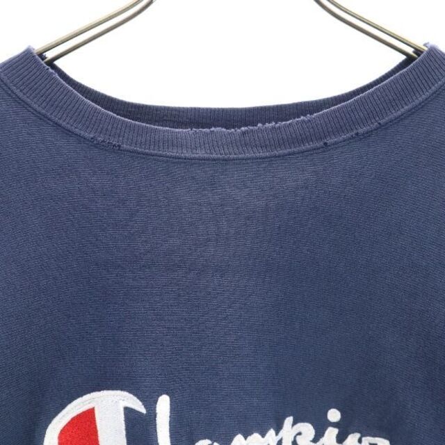 チャンピオン 90s USA製 リバースウィーブ ロゴ 刺繍 スウェット M 紺 Champion 刺繍タグ トレーナー 裏起毛 メンズ 【R210905】 4