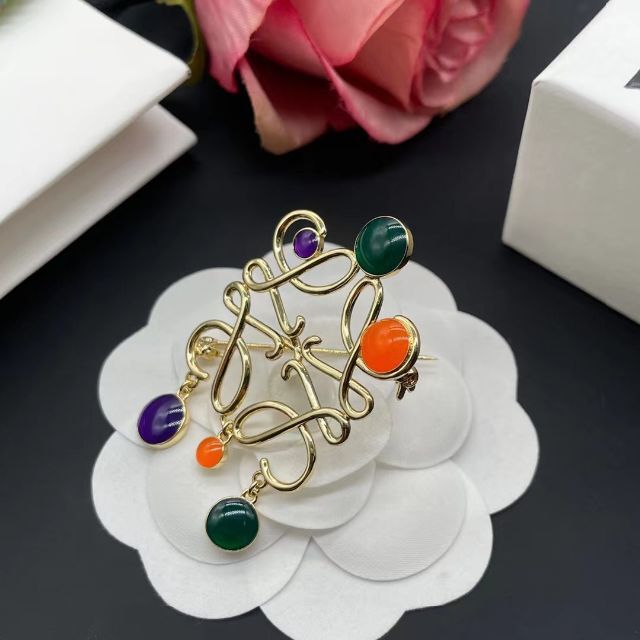 LOEWE アナグラムカラーストーンブローチ | alamiah.edu.sa