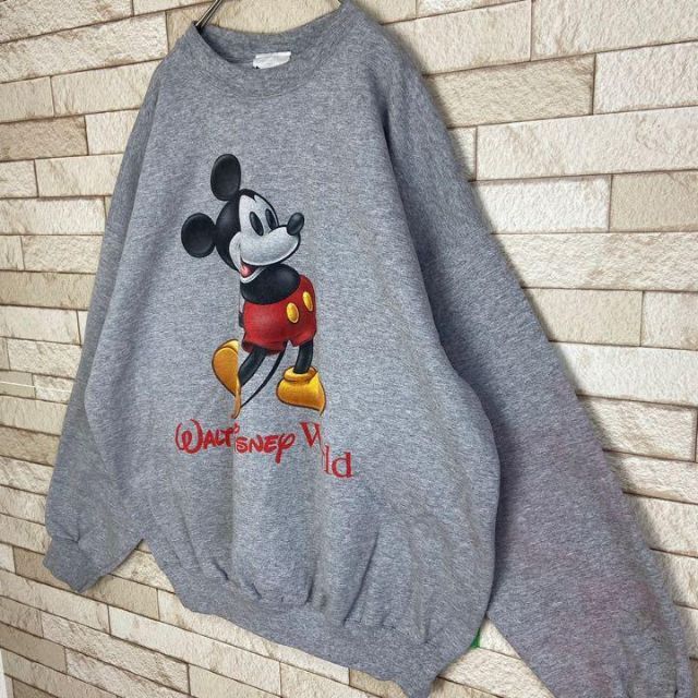 Disney スウェット mickey キャラクター 夢の国 太アーム ゆるダボ