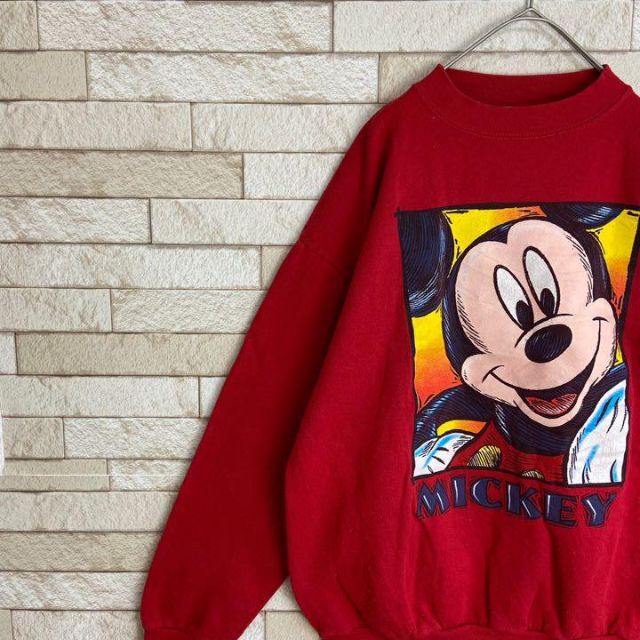 90s Disney スウェット mickey 太アーム ビッグデザイン キャラ メンズのトップス(スウェット)の商品写真