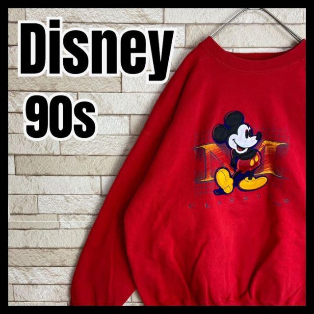 90s Disney スウェット 刺繍 mickey キャラ 太アーム