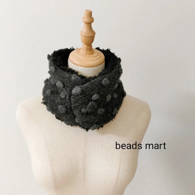 【送料無料＊再販】beads mart ハンドメイド マフラー ドットBK×BK レディースのファッション小物(ネックウォーマー)の商品写真