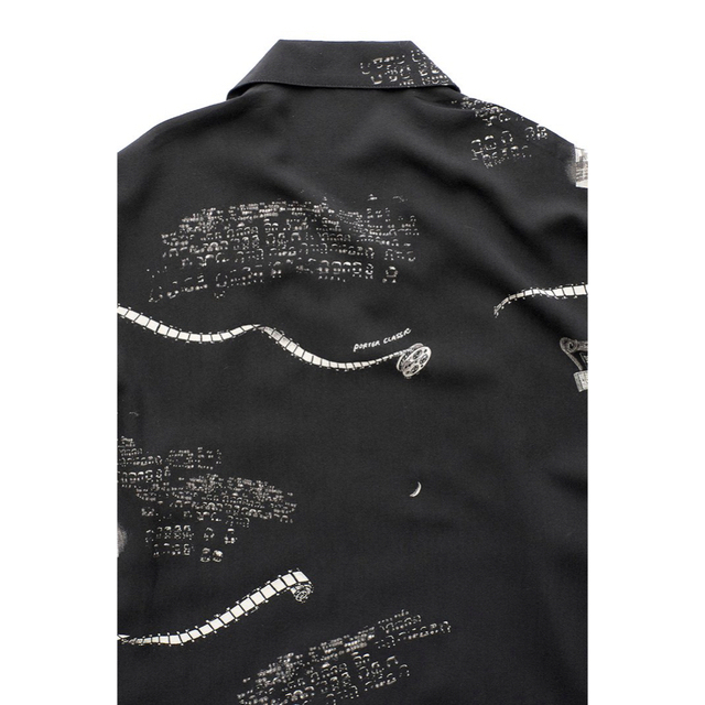 PORTER CLASSIC(ポータークラシック)のポータークラシック  アロハロングシャツ ブラック メンズのトップス(シャツ)の商品写真