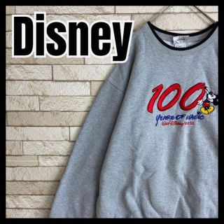 ディズニー(Disney)のDisney スウェット 100周年 刺繍 リブライン 太アーム ミッキーマウス(スウェット)