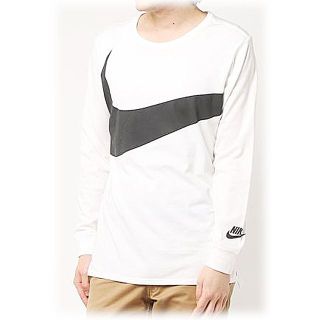 ナイキ(NIKE)のNIKE ナイキ ビッグスウォッシュ 長袖Tシャツ ロンT TEE 白 デカロゴ(Tシャツ/カットソー(七分/長袖))