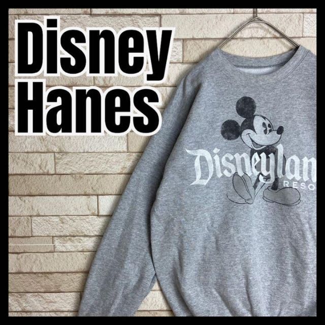 Disney(ディズニー)のDisney Hanes スウェット ミッキーマウス キャラ 可愛い 冬 古着 メンズのトップス(スウェット)の商品写真