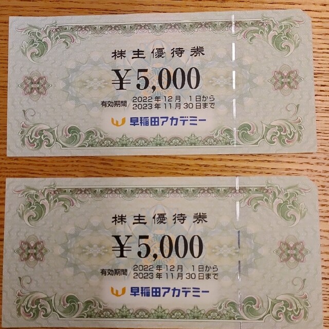 早稲田アカデミー 株主優待 10000円分を9200円ネコポスで安心