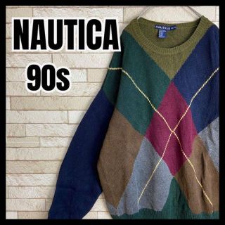 ノーティカ(NAUTICA)の90s NAUTICA ニット セーター アーガイル マルチカラー レア 冬(ニット/セーター)