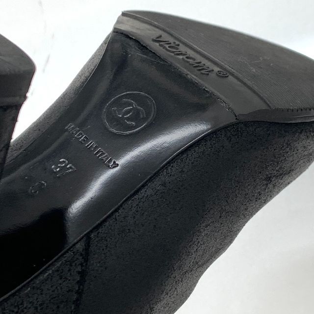 2705 シャネル レザー ココマーク ダメージ加工 ロングブーツ ブラック