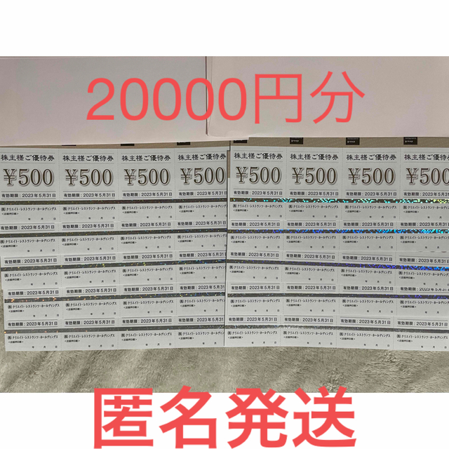 クリエイトレストランホールディングス優待券20000円分