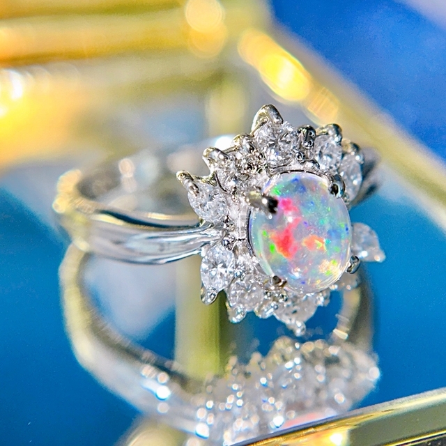 ウォーターオパールダイヤモンドリングpt900total1.00ctソーティング レディースのアクセサリー(リング(指輪))の商品写真