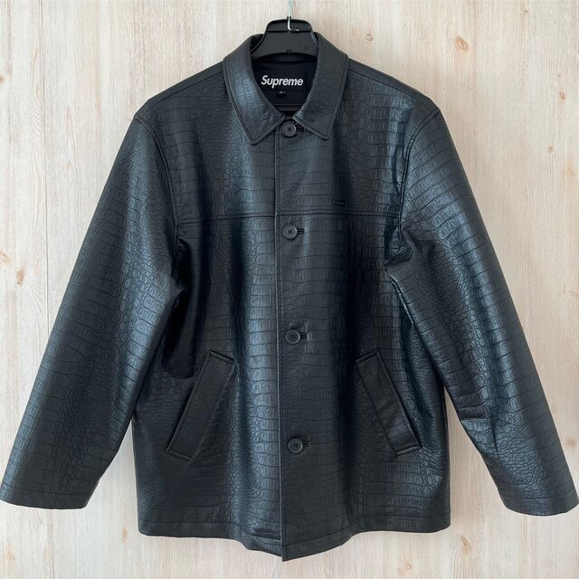 新品 黒 M Supreme Faux Croc Car Coat 野村訓一