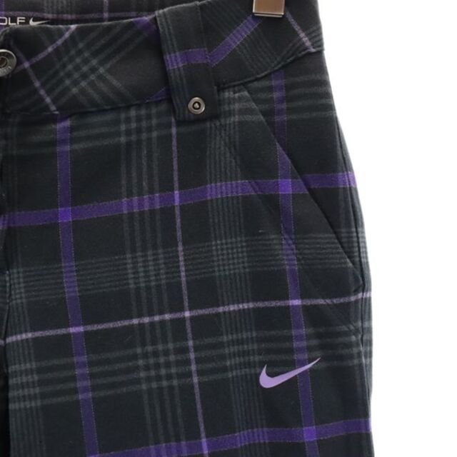 NIKE(ナイキ)のナイキ チェック柄 ゴルフパンツ 2 黒×紫×グレー NIKE GOLF ボタンフライ レディース 【中古】  【220313】 スポーツ/アウトドアのゴルフ(ウエア)の商品写真